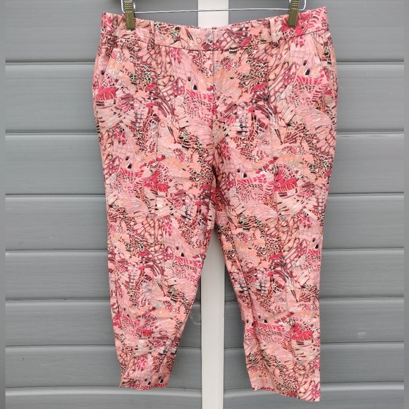 Fabulous J.Crew Coll Butterfly Print Pants Silk/cotton Pink Size 10 - Picture 1 of 8